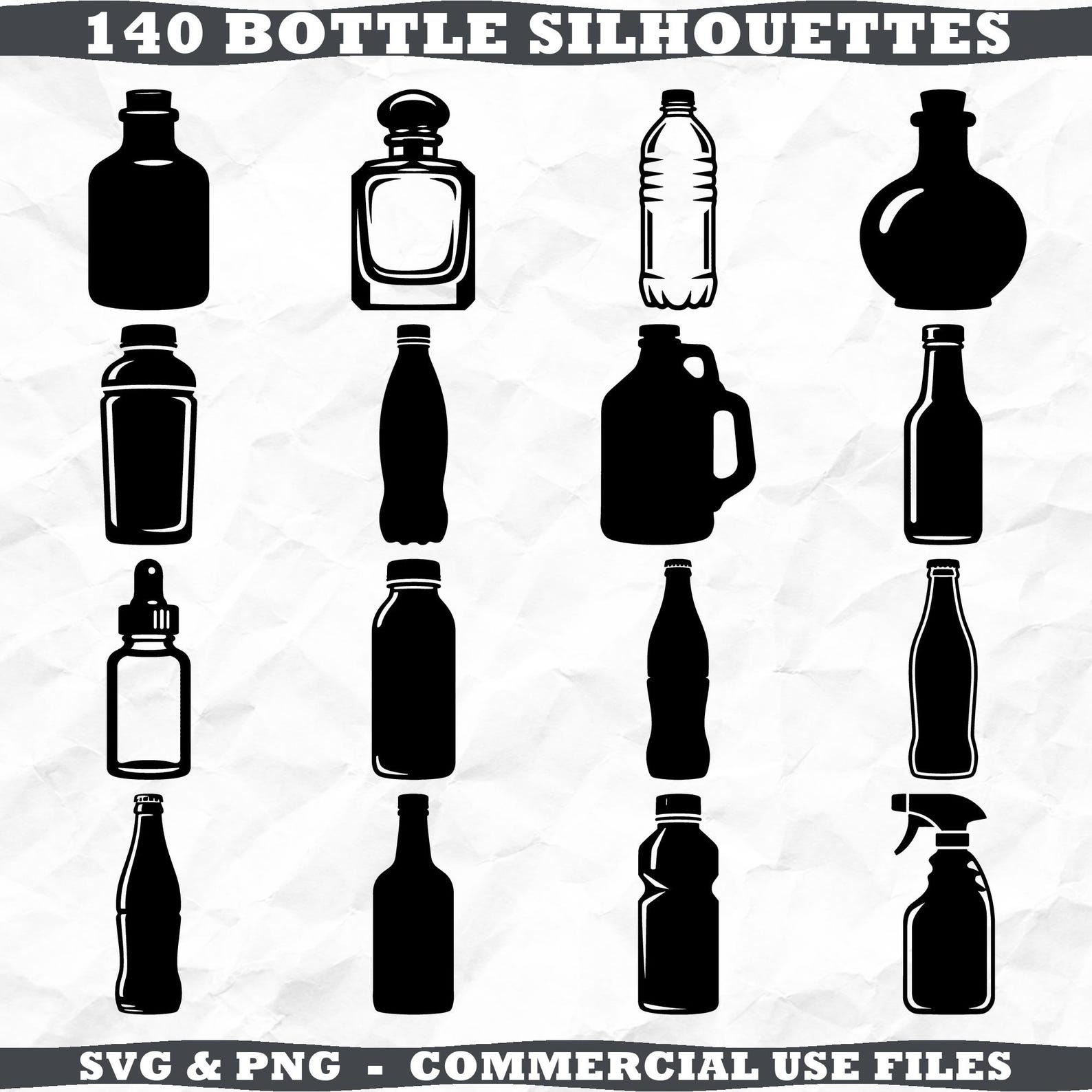 Bottle Silhouettes Svg & Png Bundle for Cricut and Laser Engrave ...