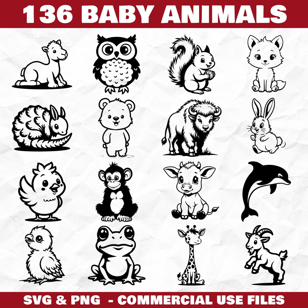 Baby Animals Svg & Png Bundle for Cricut and Laser Engrave Crafts ...