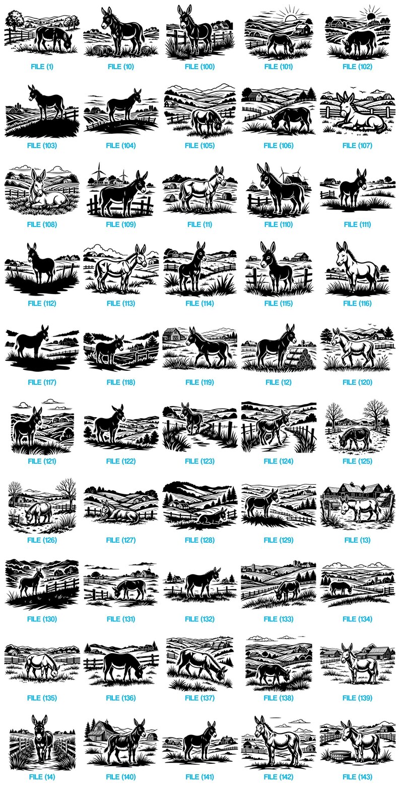 Rustic Donkey Farm Landscapes Svg & Png Bundle for Cricut and Laser ...