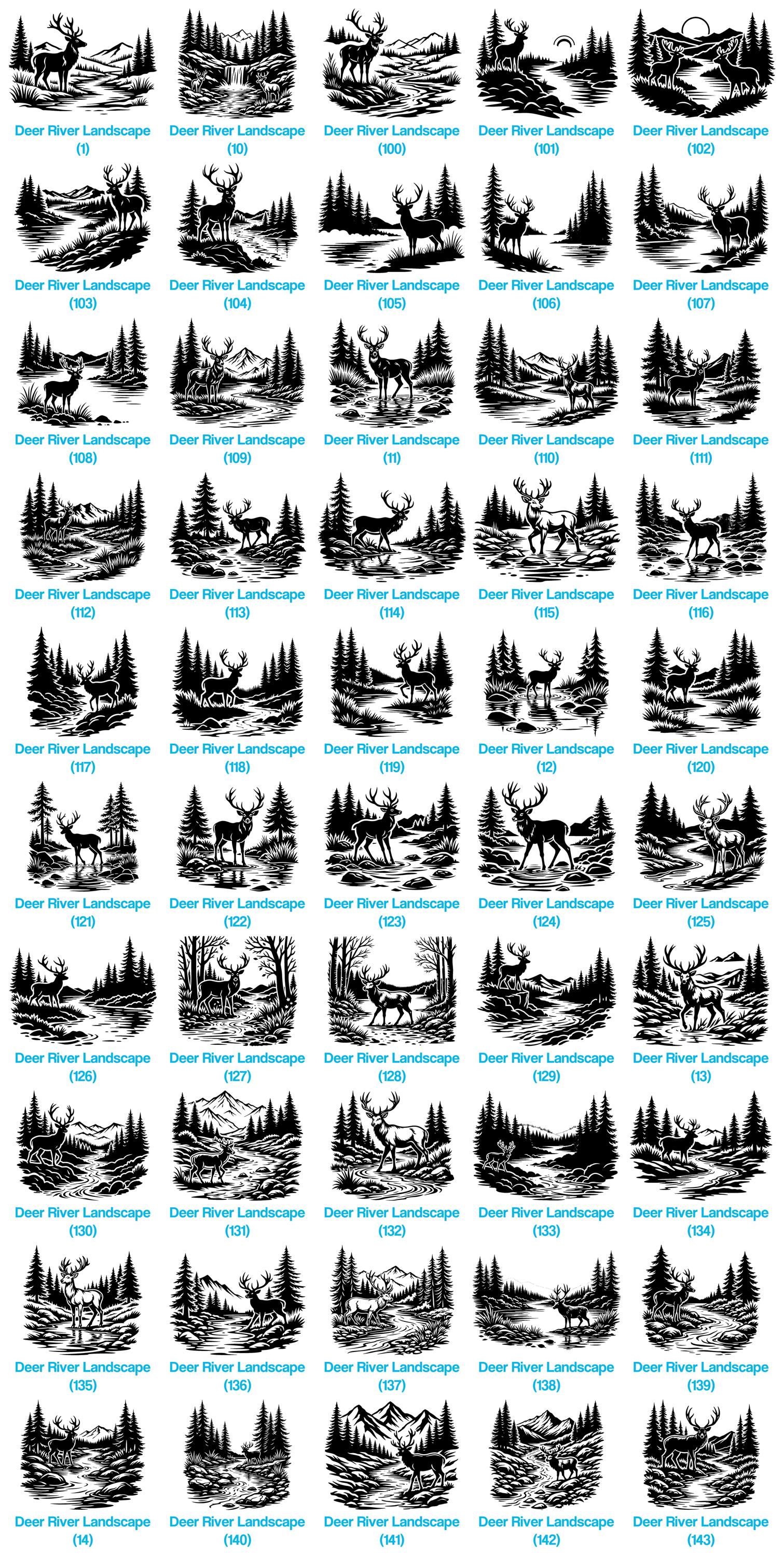 Deer River Landscape Scenes Svg & Png Bundle for Cricut and Laser ...