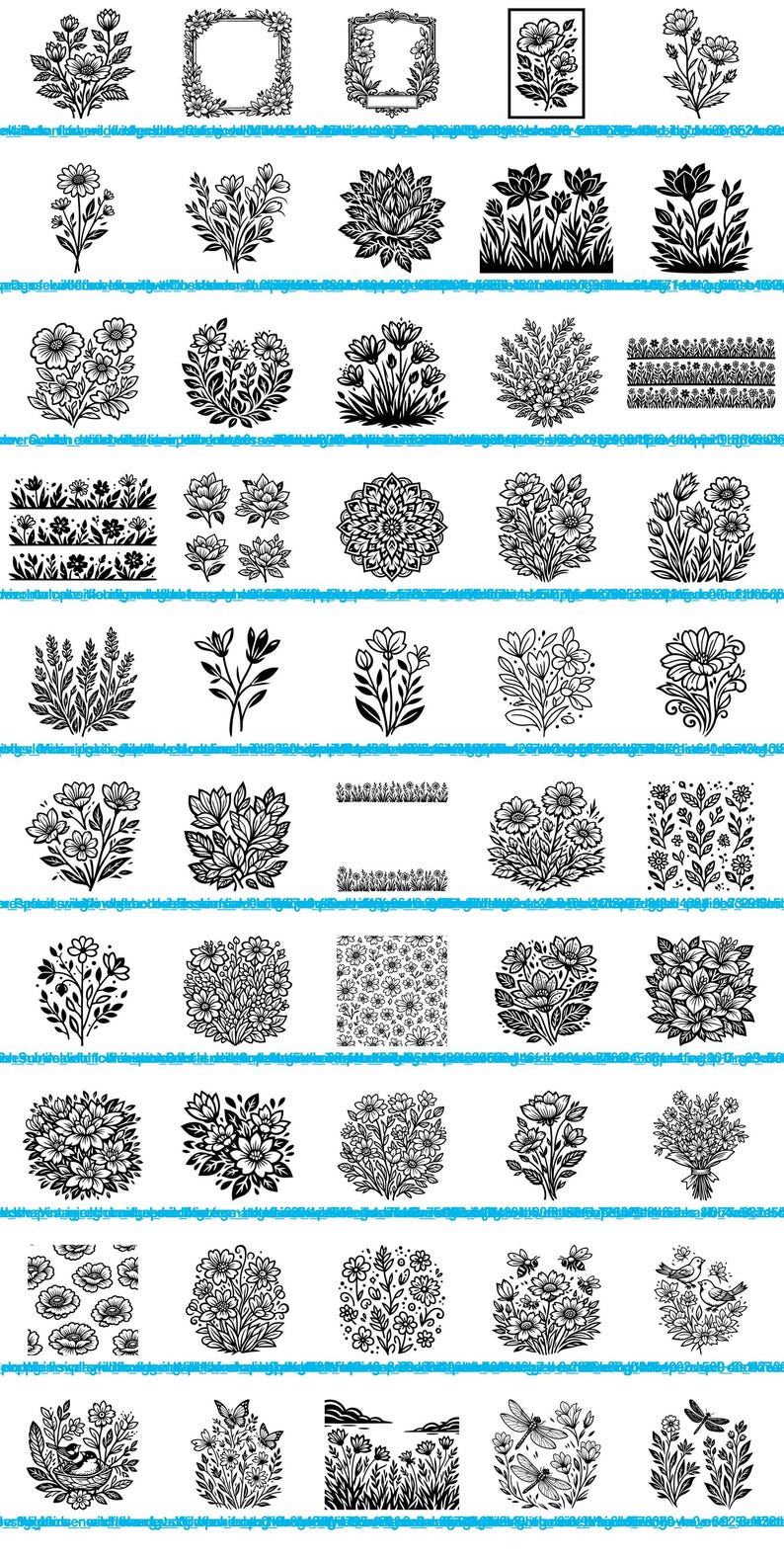 Wildflower Patterns Svg & Png Bundle for Cricut and Laser Engrave ...