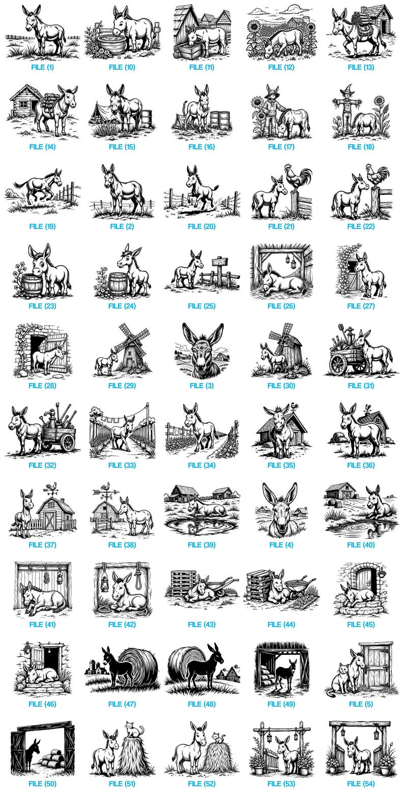 Donkey Farm Scene Svg & Png Bundle for Cricut and Laser Engrave ...