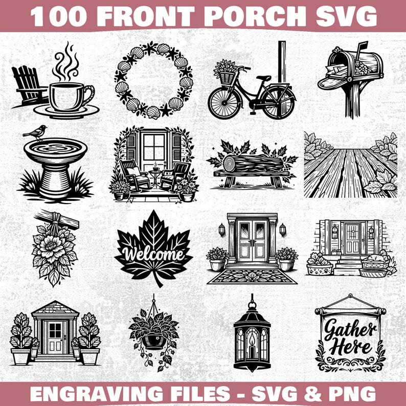 Front Porch Svg & Png Bundle for Cricut and Laser Engrave Welcome Signs ...