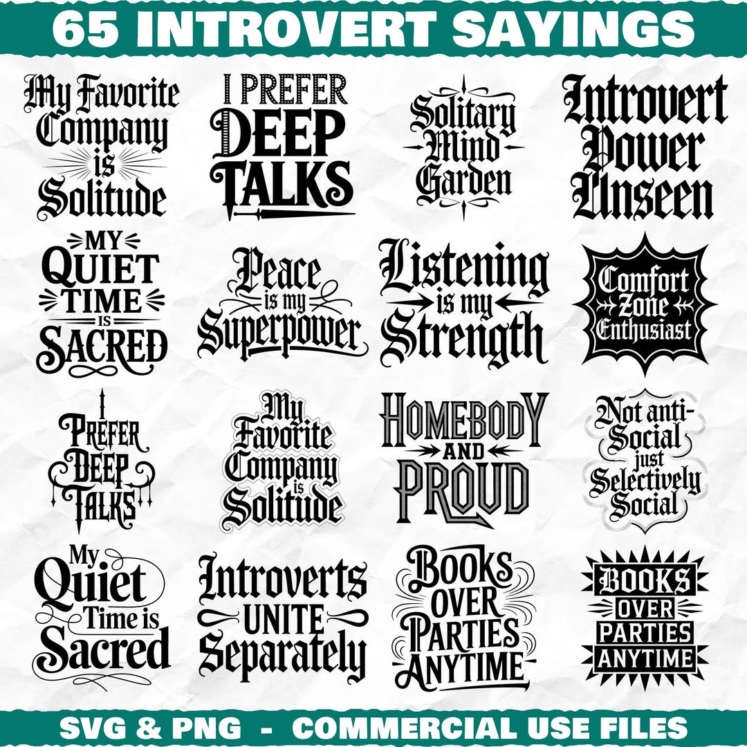 Introvert Sayings Svg & Png Bundle for Cricut and Laser Engrave ...