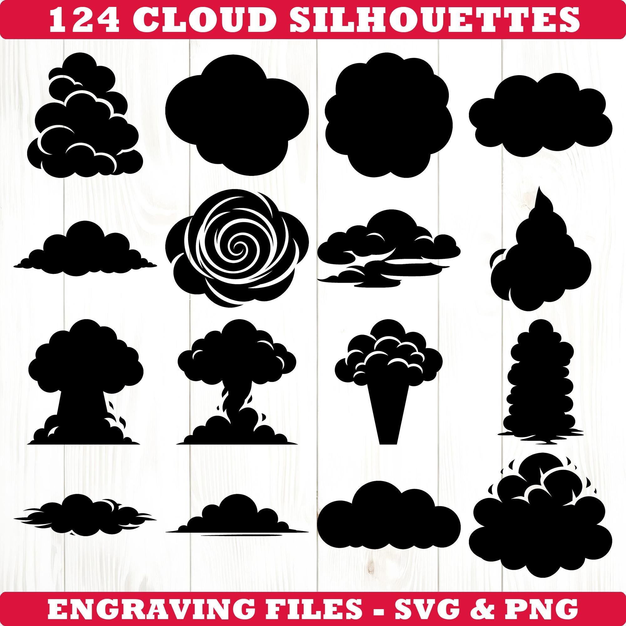 Cloud Silhouettes Svg & Png Bundle for Cricut and Laser Engrave ...
