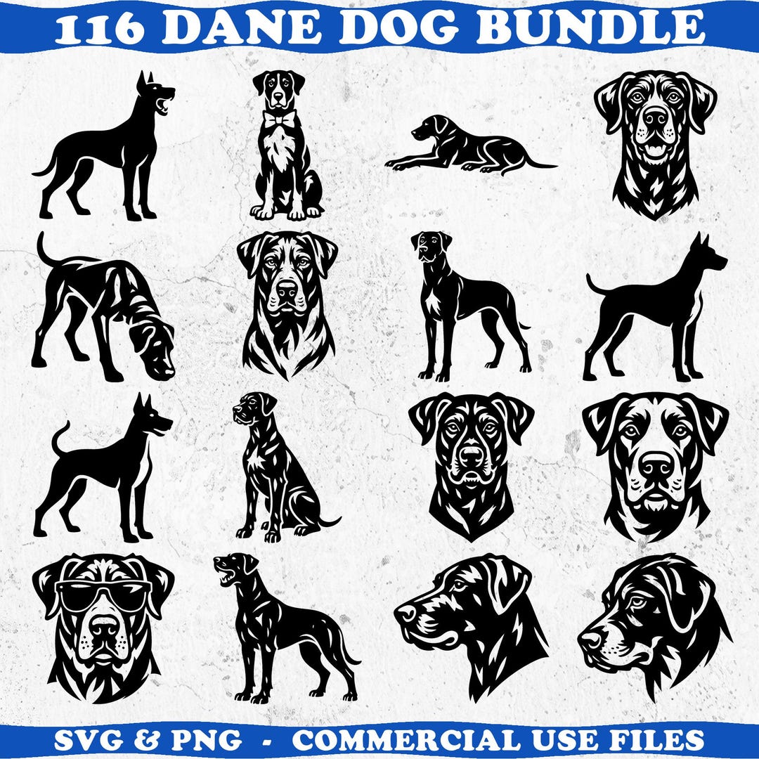 Great Dane Dog Svg & Png Bundle for Cricut and Laser Engrave Projects ...