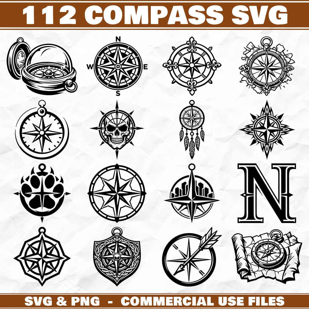 Compass SVG & PNG Bundle for Cricut and Laser Engrave Projects Nautical ...