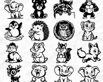 Chibi Animals Svg & Png Bundle for Cricut and Laser Engrave instant downloads