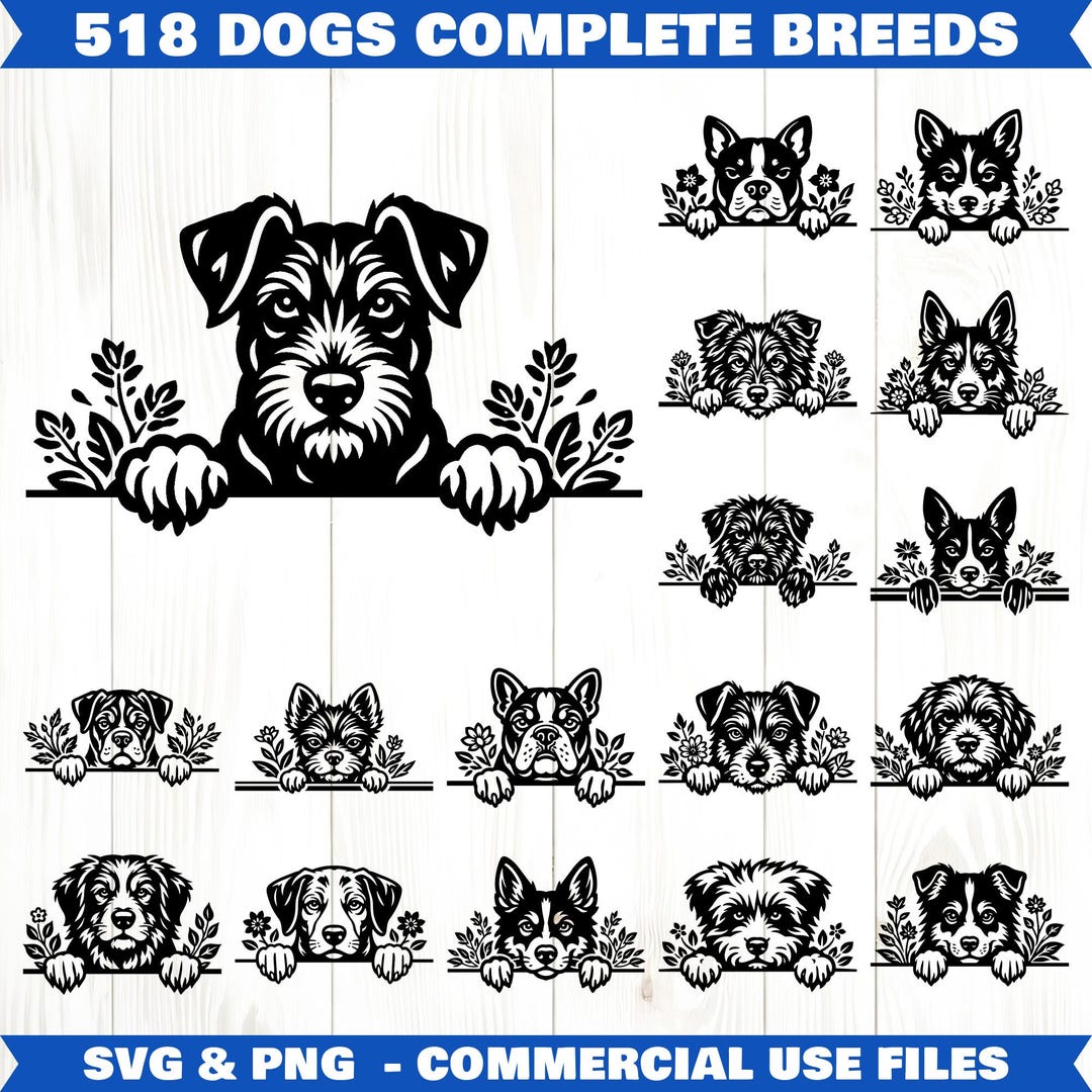 Peeking Cute Dogs Svg & Png Bundle for Cricut and Laser Engrave ...