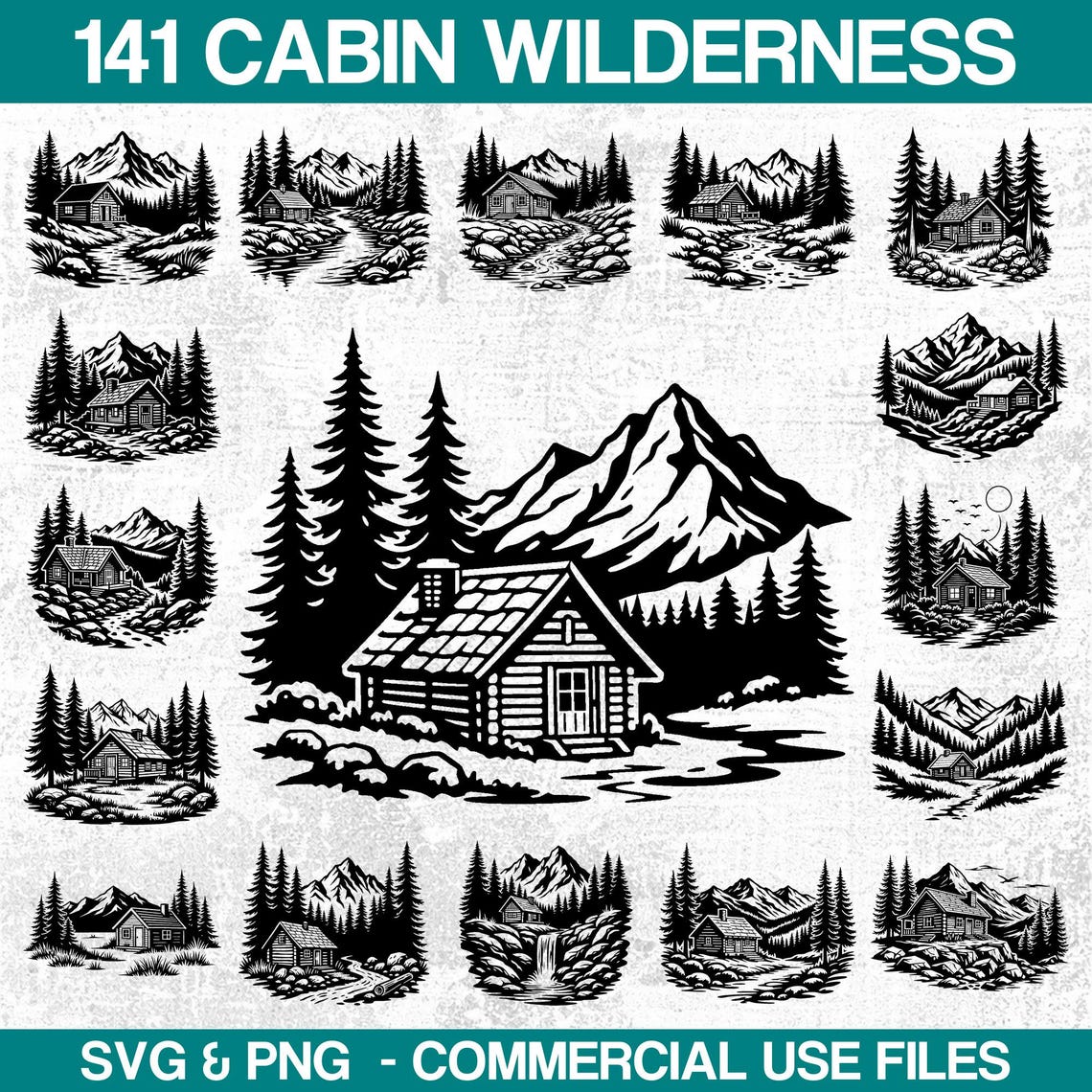 Cabin Wilderness Landscape Scenes Svg & Png Bundle for Cricut and Laser ...