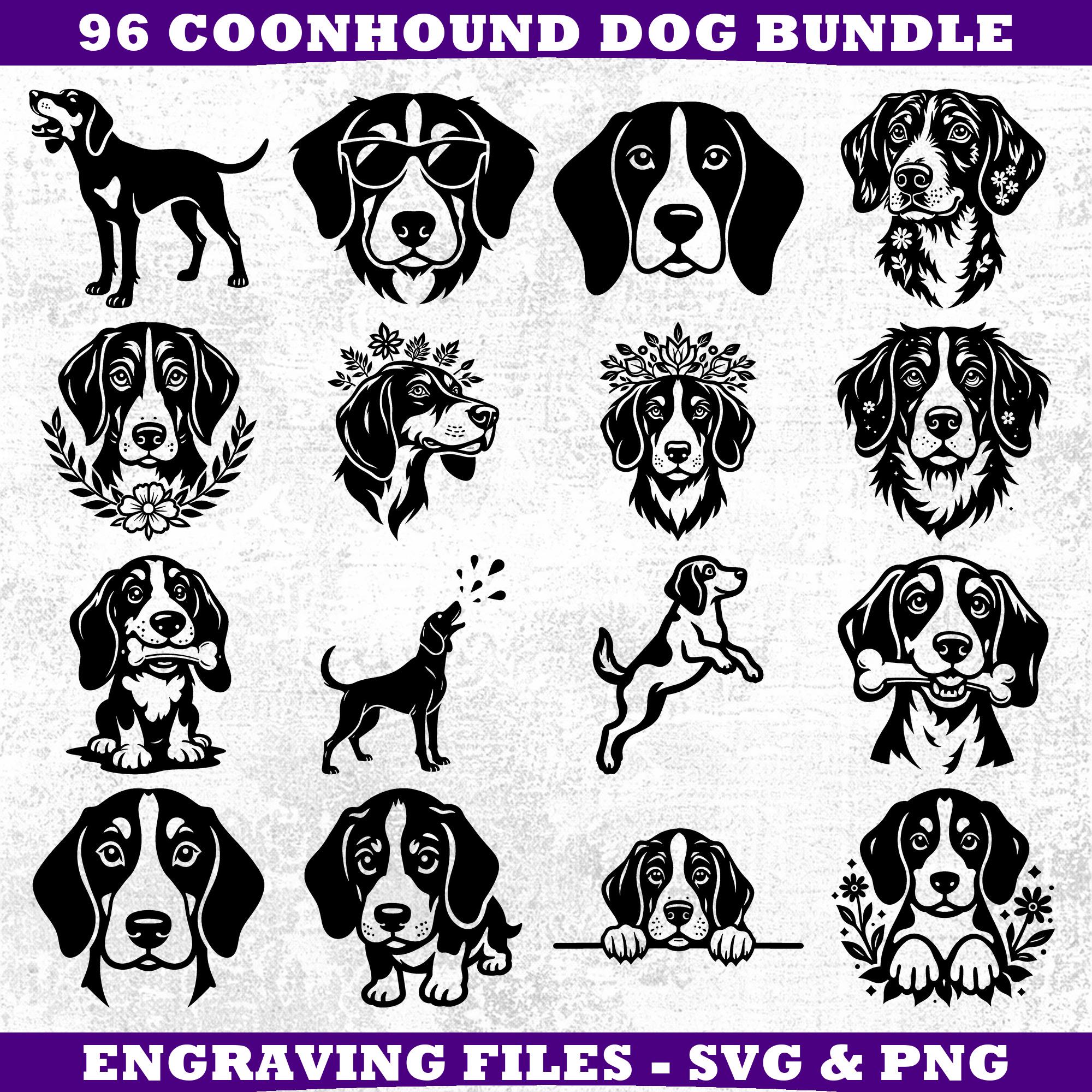 Coonhound Dog Svg & Png Bundle for Cricut and Laser Engrave Projects ...