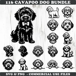 Cavapoo Dog Svg & Png-paket för Cricut- och lasergraveringsprojekt direktnedladdningar