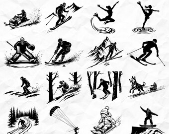 Winter Sports Svg & Png Bundle for Cricut and Laser Engrave Projects, Winter Activity Designs, Instant Downloads
