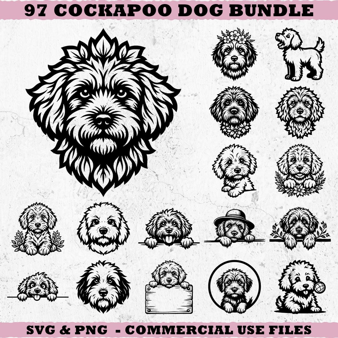 Cockapoo Dog Svg & Png Bundle for Cricut and Laser Engrave Projects ...
