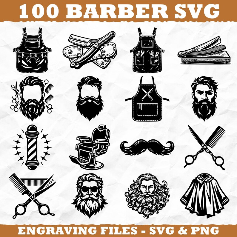 Barber Svg and Png Bundle for Cricut and Laser Engrave Tools Haircut ...