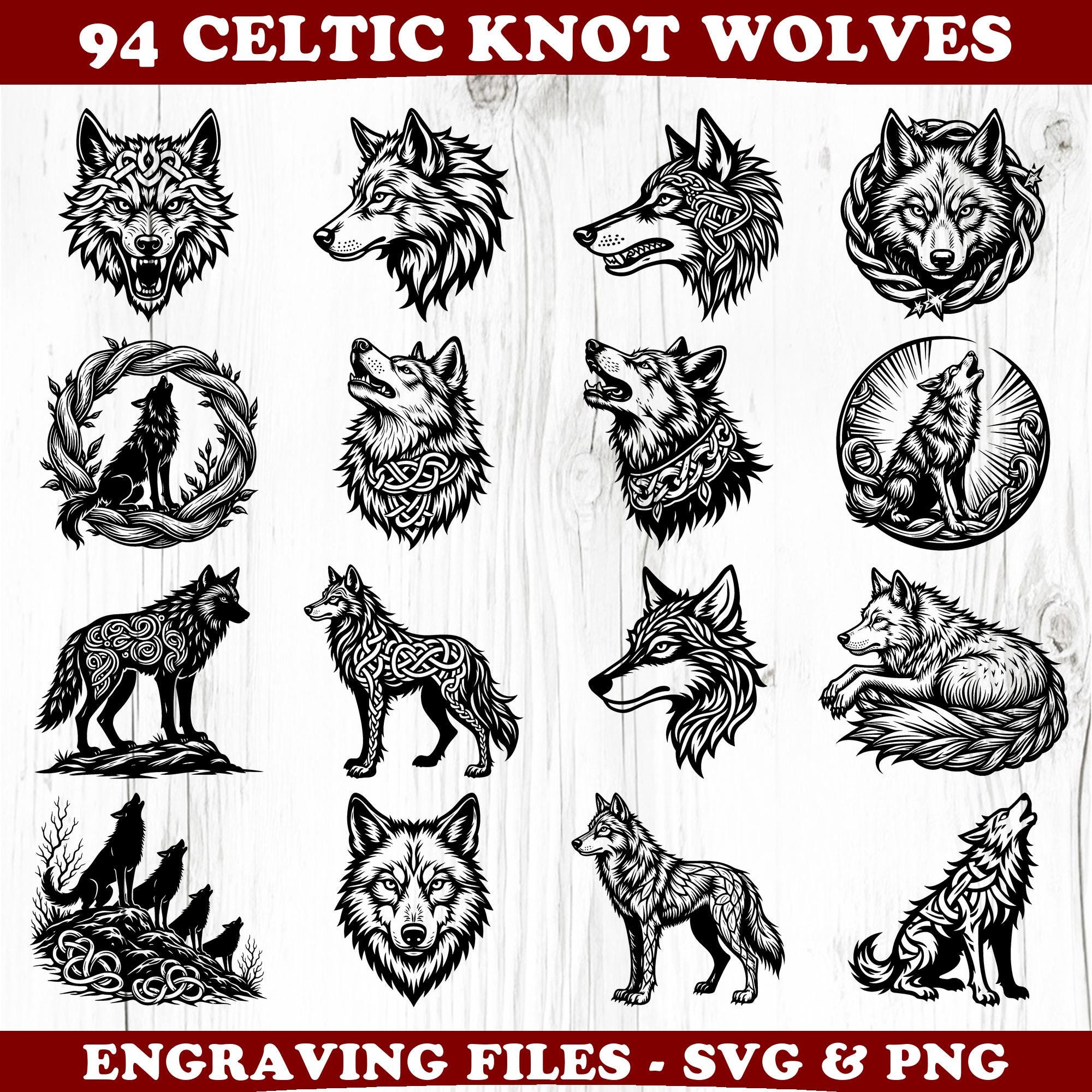 Celtic Knot Wolves Svg & Png Bundle for Cricut and Laser Engrave ...