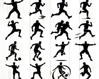 Soccer Player Silhouette Svg & Png Bundle for Cricut and Laser Engrave Sports Designs instant downloads