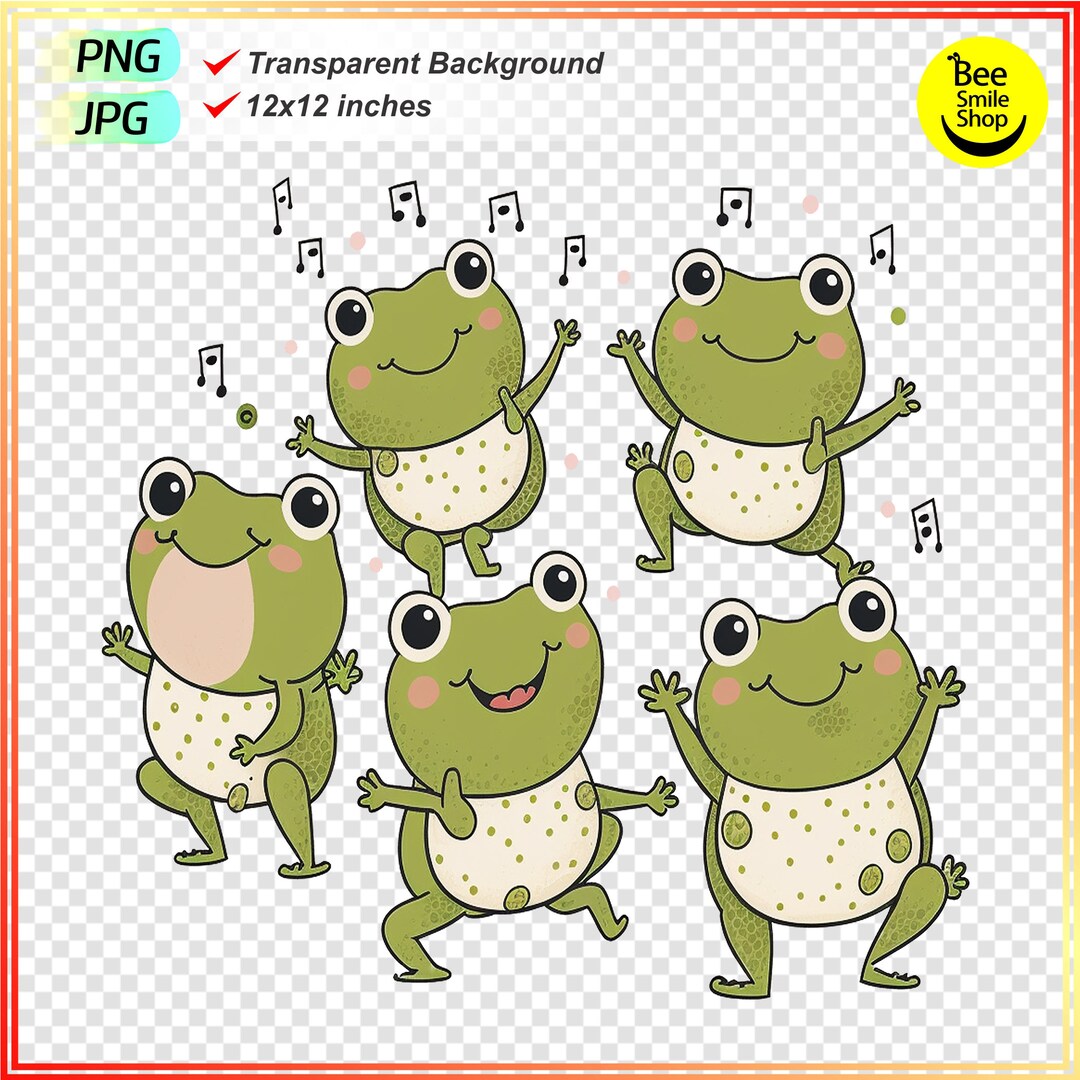 Cinco Ranas Bailando Linda Rana Png Jpg - Etsy España