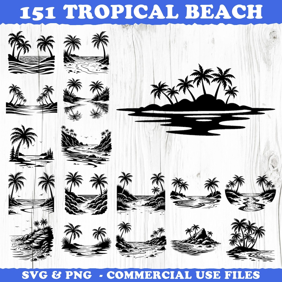 Tropical Beach Svg & Png Bundle for Cricut and Laser Engrave Projects ...