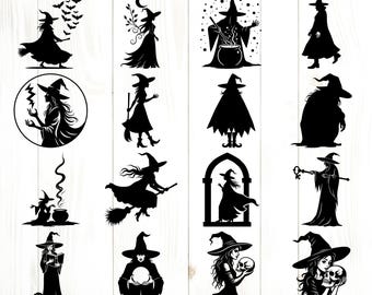 Witches Silhouette Svg & Png Bundle for Cricut and Laser Engrave Crafts instant downloads