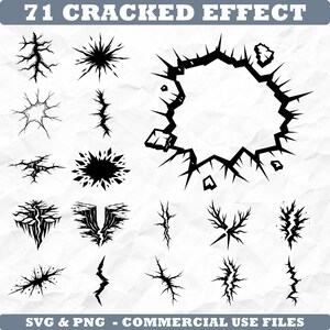 Crumbling Svg Cracked Effect Silhouette SVG & PNG Bundle for Cricut and Laser Engrave ...