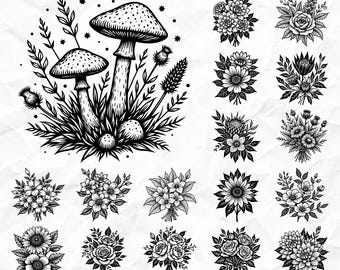 Wedding Floral Arrangement Svg & Png Bundle for Cricut and Laser Engrave Designs instant downloads