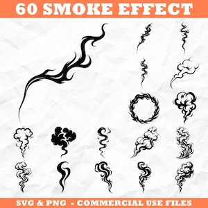 Paquete de siluetas con efecto de humo en formato SVG y PNG para Cricut y grabado láser (descargas instantáneas).