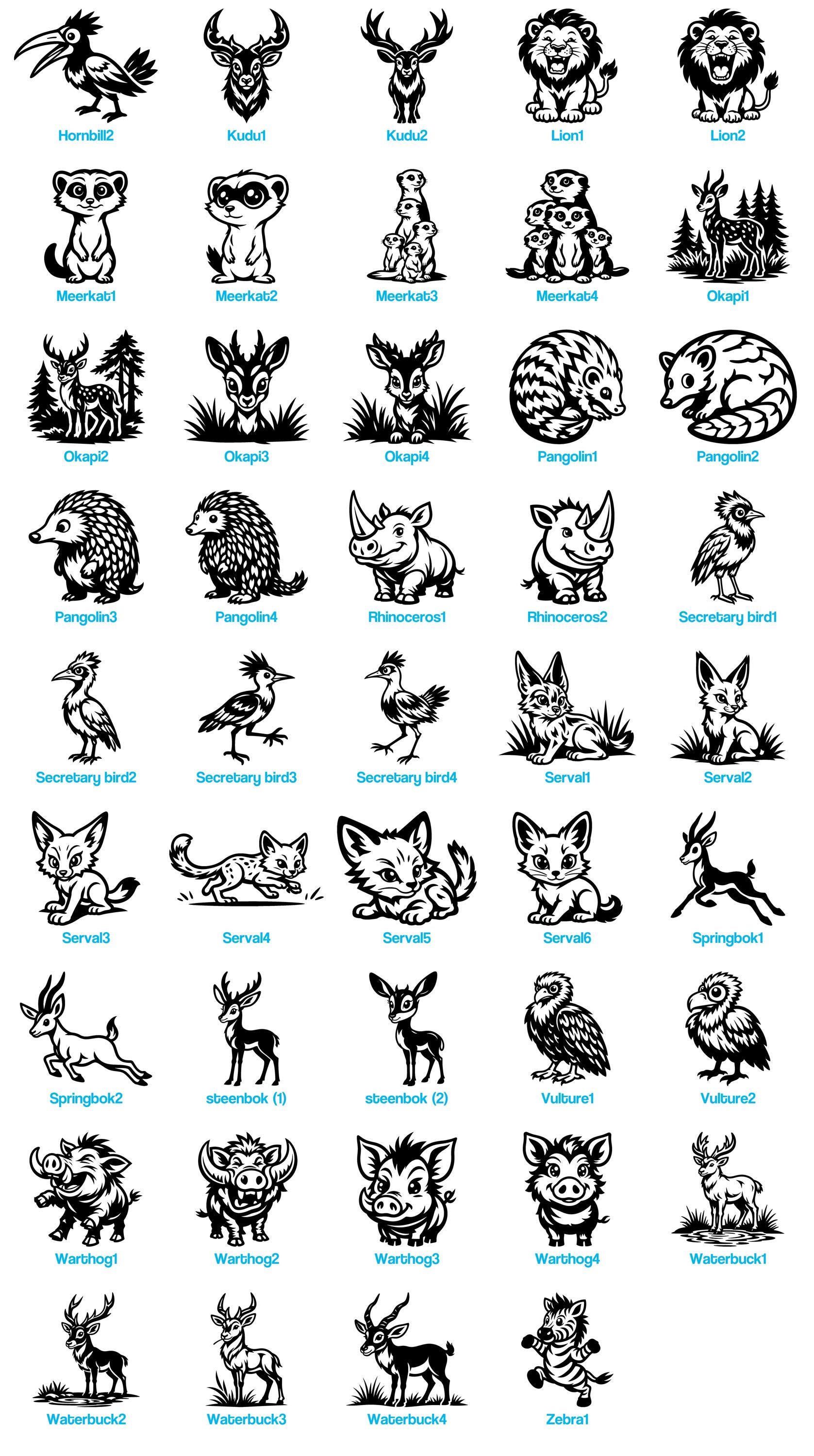 Cute Safari Animals Mascot Svg & Png Bundle for Cricut and Laser ...