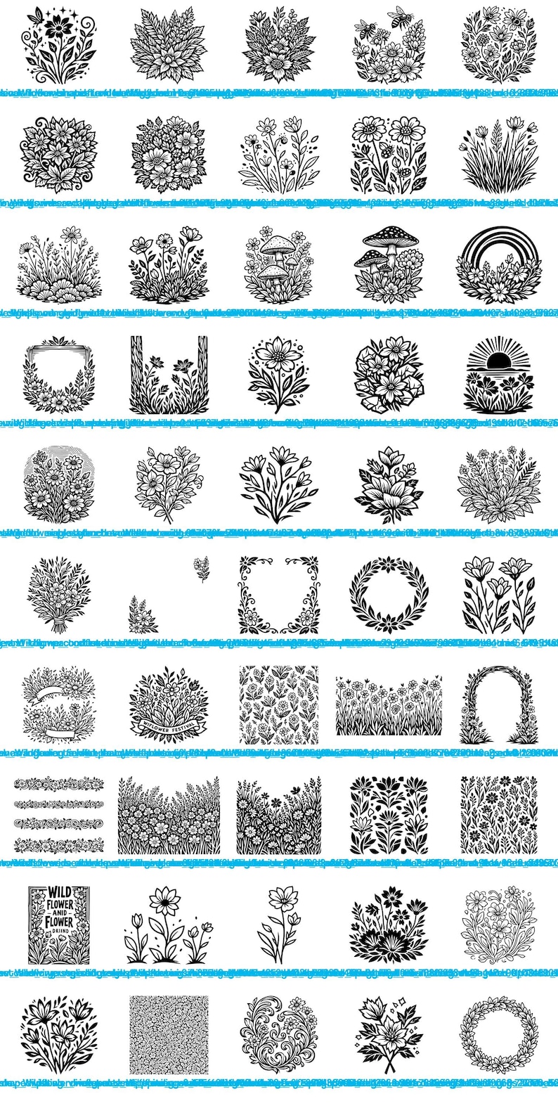 Wildflower Patterns Svg & Png Bundle for Cricut and Laser Engrave ...