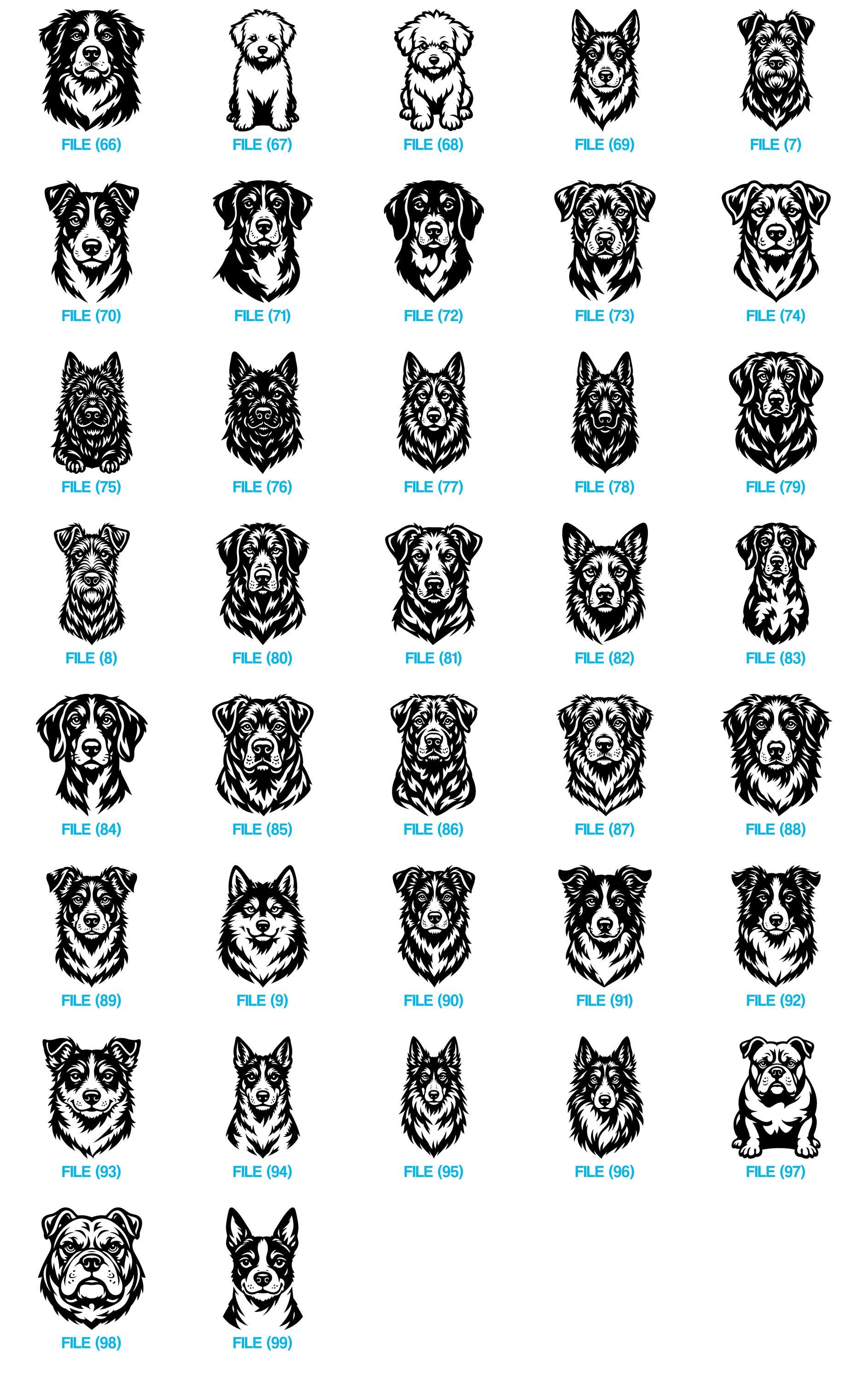 Dog Breeds Head Portrait Svg & Png Bundle for Cricut and Laser Engrave ...