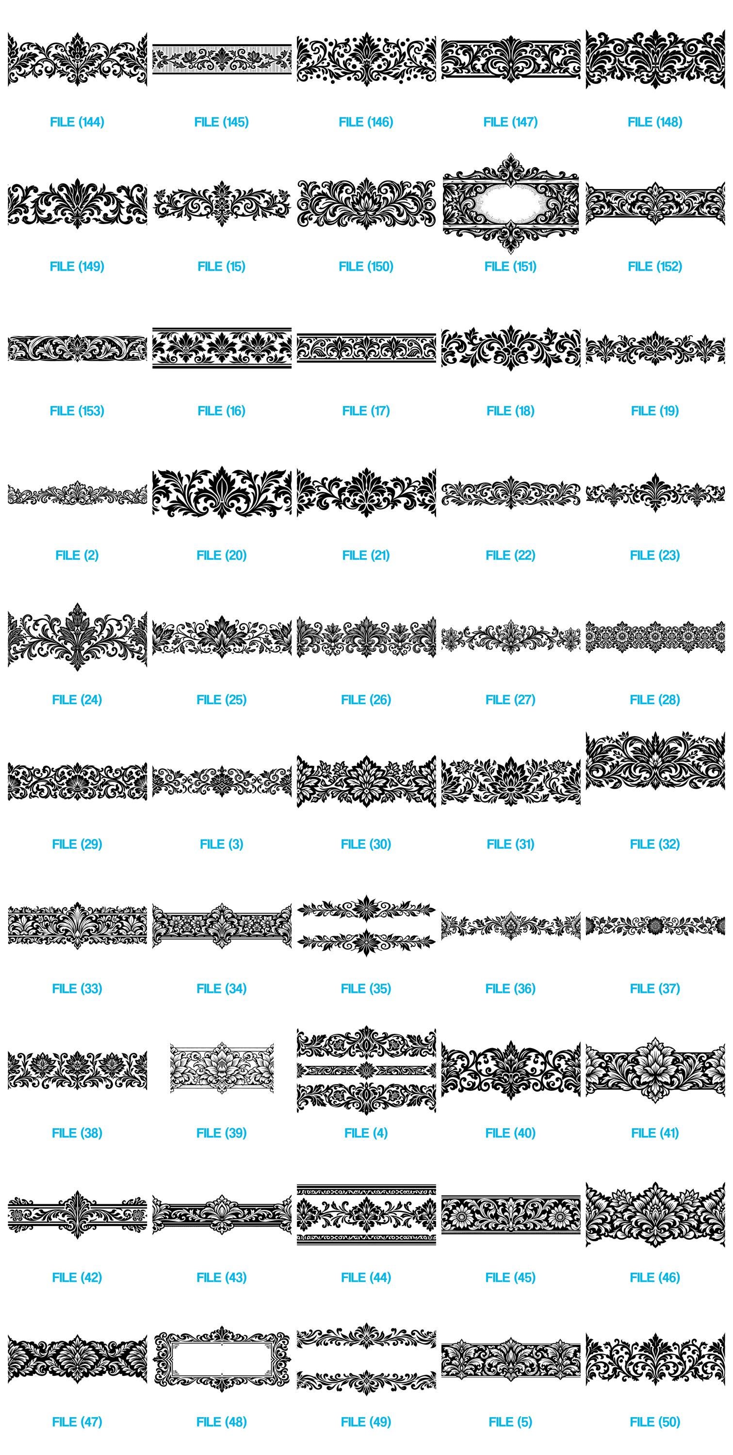 Classic Damask Strip Borders Svg & Png Bundle for Cricut and Laser ...