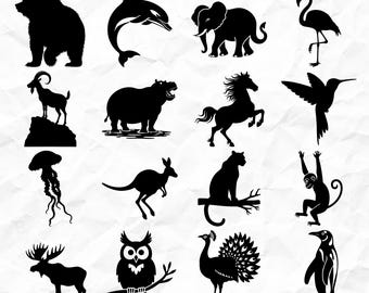 Animals Silhouettes Svg & Png Bundle for Cricut and Laser Engrave Projects instant downloads