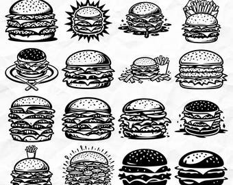 Burger Graphic Svg & Png Bundle for Cricut and Laser Engrave Designs instant downloads