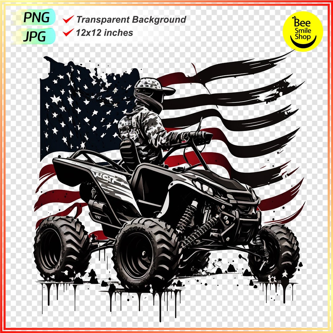 Transparent Atv Rider Atv Rider Waving US Flag Png - Etsy