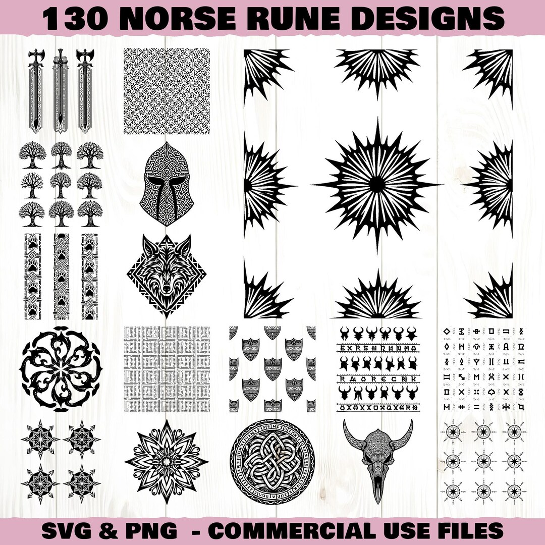 St Rune Svg Norse Rune Pattern Svg & Png Bundle for Cricut and Laser Engrave Crafts ...