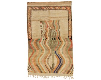 Vintage Multicolored Moroccan Boujad Wool Rug: Abstract Berber Carpet