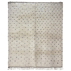 Handmade Moroccan Wool Rug: Beni Ourain Style, Polka Dot Design (8x7 ft)