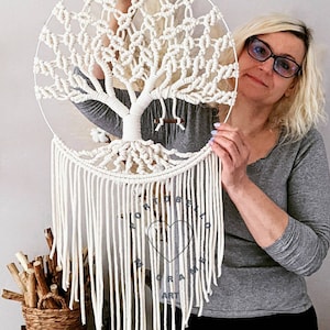 Large Macrame Tree of Life,Handmade Home Decor,Unique Decor Art,Family Gift, cozy room decor,Living Room Decor,Boho gift,earth tone wall art image 1