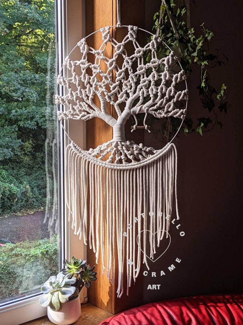 Large Macrame Tree of Life,Handmade Home Decor,Unique Decor Art,Family Gift, cozy room decor,Living Room Decor,Boho gift,earth tone wall art image 4