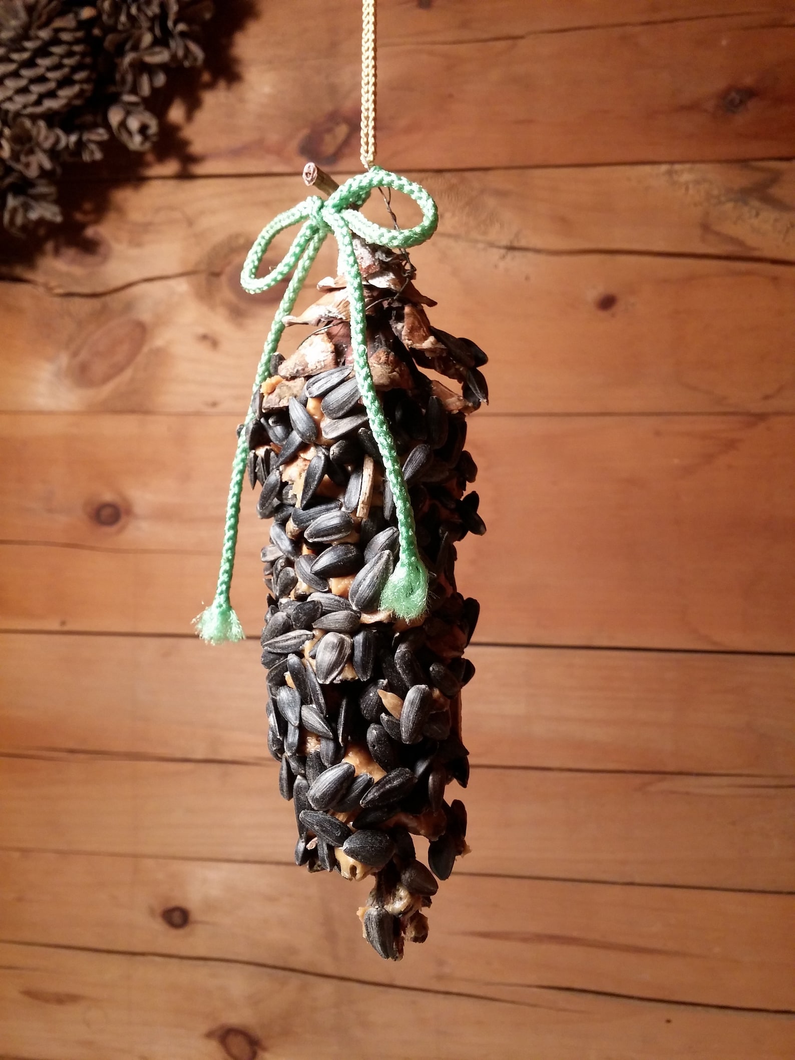 Bird feeder pine cone peanut butter sunflower seeds Etsy