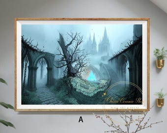 Dark Souls Bonfire Game Poster Canvas Wall Art Family Bedroom Decor Frame Option Available
