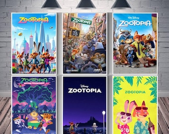 Póster de la película Zootopia, lienzo para pared, decoración de dormitorio familiar, opción de marco disponible