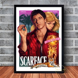 Al Pacino Scarface Movie Poster Canvas Wall Art Family Bedroom Decor Frame Option Available