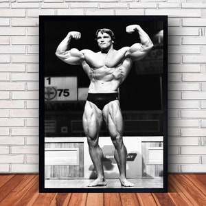 Pôster esportivo de Arnold Schwarzenegger em tela para decoração de parede de quarto familiar (opção com moldura) Style #10