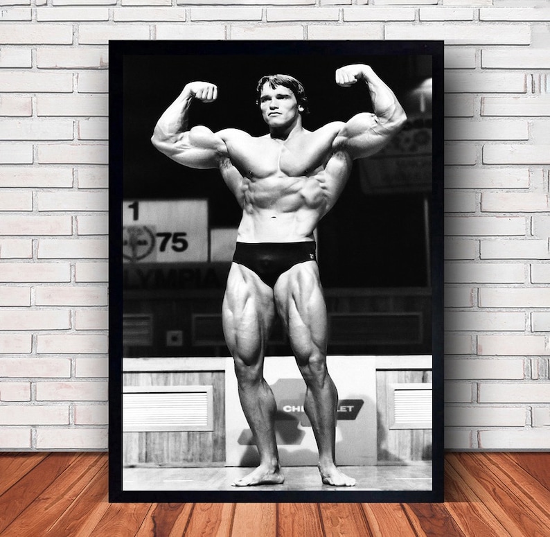 Pôster esportivo de Arnold Schwarzenegger em tela para decoração de parede de quarto familiar (opção com moldura) Style #10