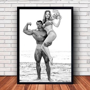 Pôster esportivo de Arnold Schwarzenegger em tela para decoração de parede de quarto familiar (opção com moldura) Style #9