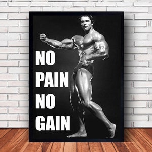 Pôster esportivo de Arnold Schwarzenegger em tela para decoração de parede de quarto familiar (opção com moldura) Style #4