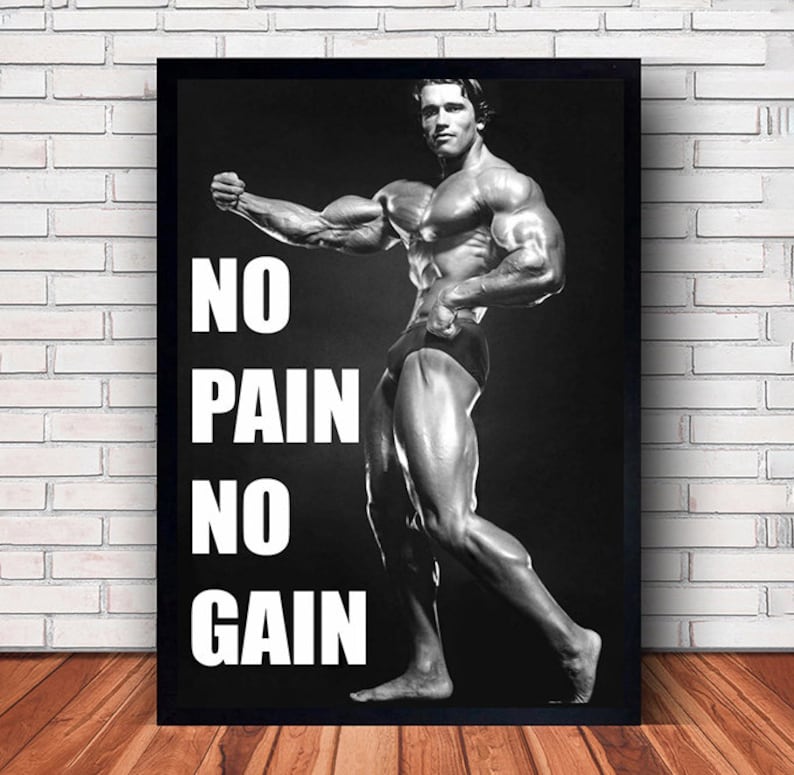 Pôster esportivo de Arnold Schwarzenegger em tela para decoração de parede de quarto familiar (opção com moldura) Style #4