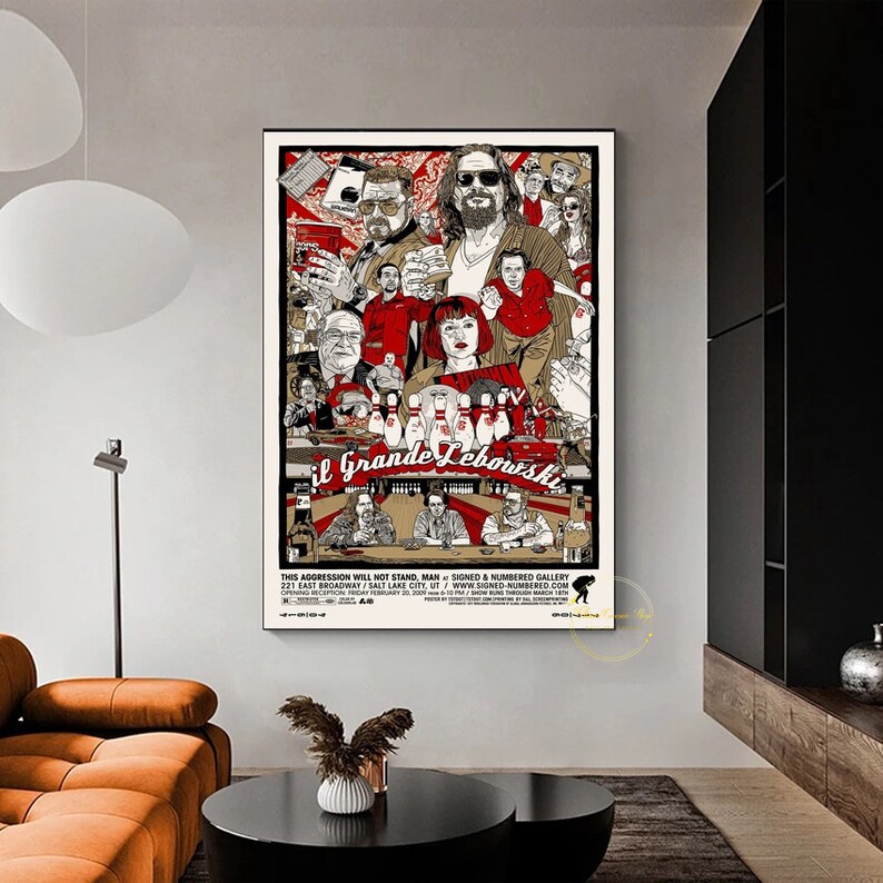 The Big Lebowski Movie Poster Canvas Wall Art Family Bedroom Decor Frame Option Available Etsy