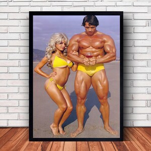 Pôster esportivo de Arnold Schwarzenegger em tela para decoração de parede de quarto familiar (opção com moldura) Style #8